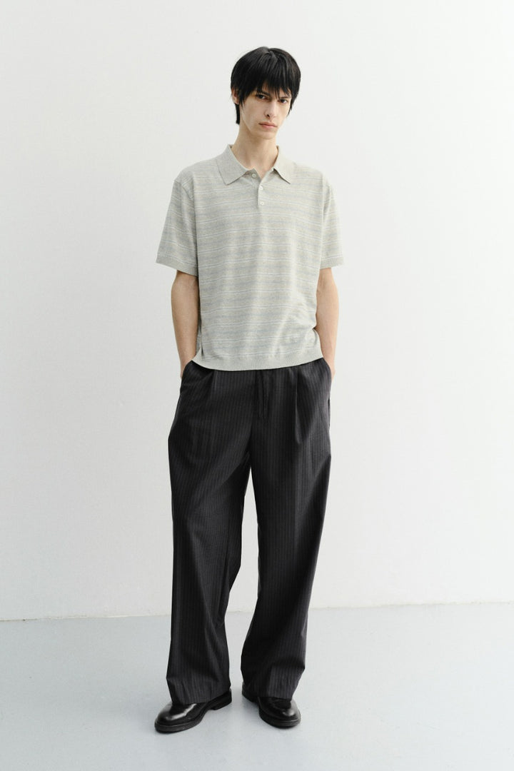 Dunst Lounge Wool Slacks Grey Stripe