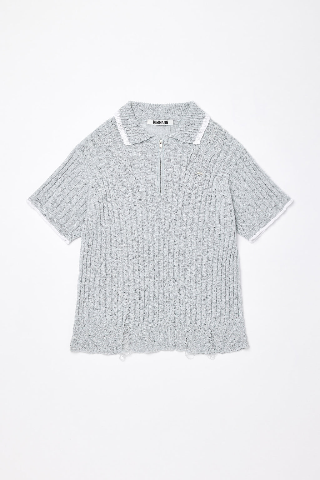 Matinkim Matin Kim Half Zip UP Slub Pique Knit Top IN Mint