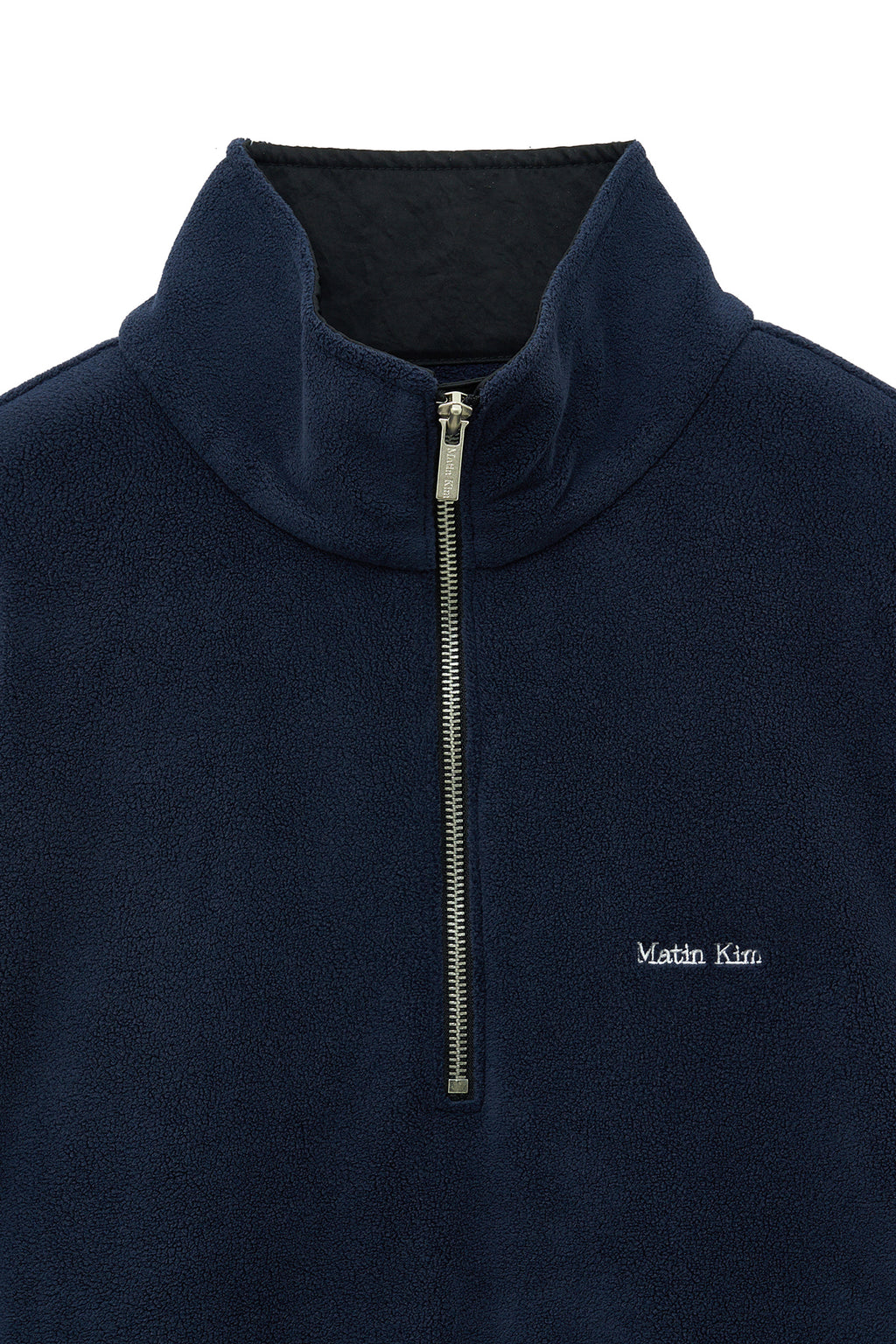 [matinkim] SHERPA FLEECE HALF ZIP UP TOP IN NAVY