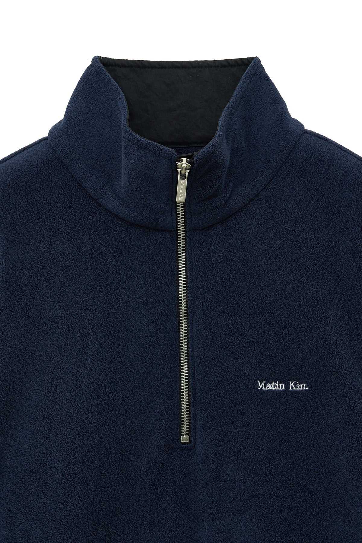 [matinkim] SHERPA FLEECE HALF ZIP UP TOP IN NAVY