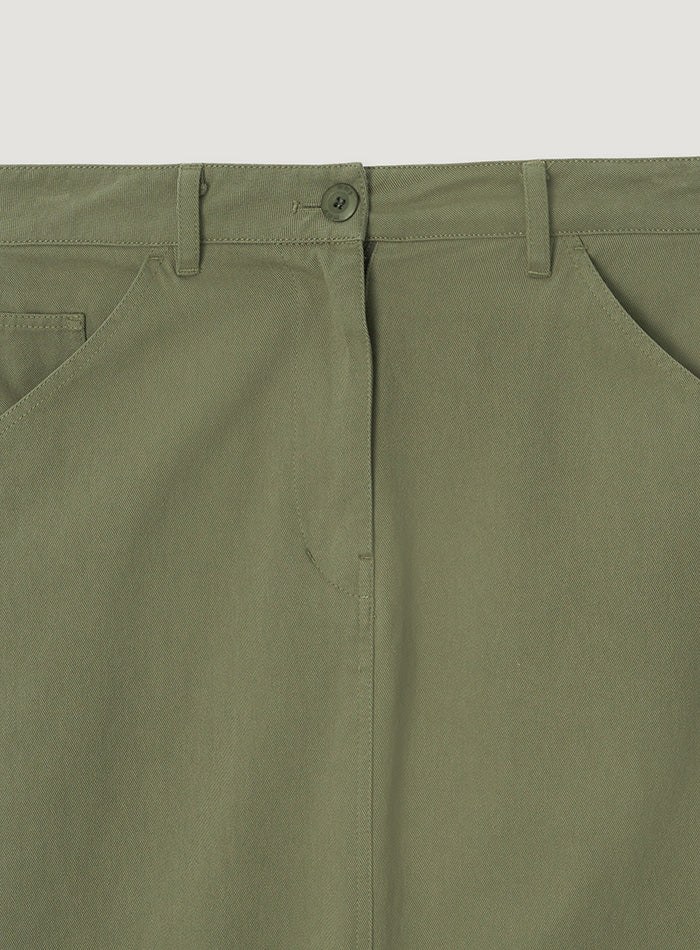 Mango Maniplease Hem Washed Skirt Khaki