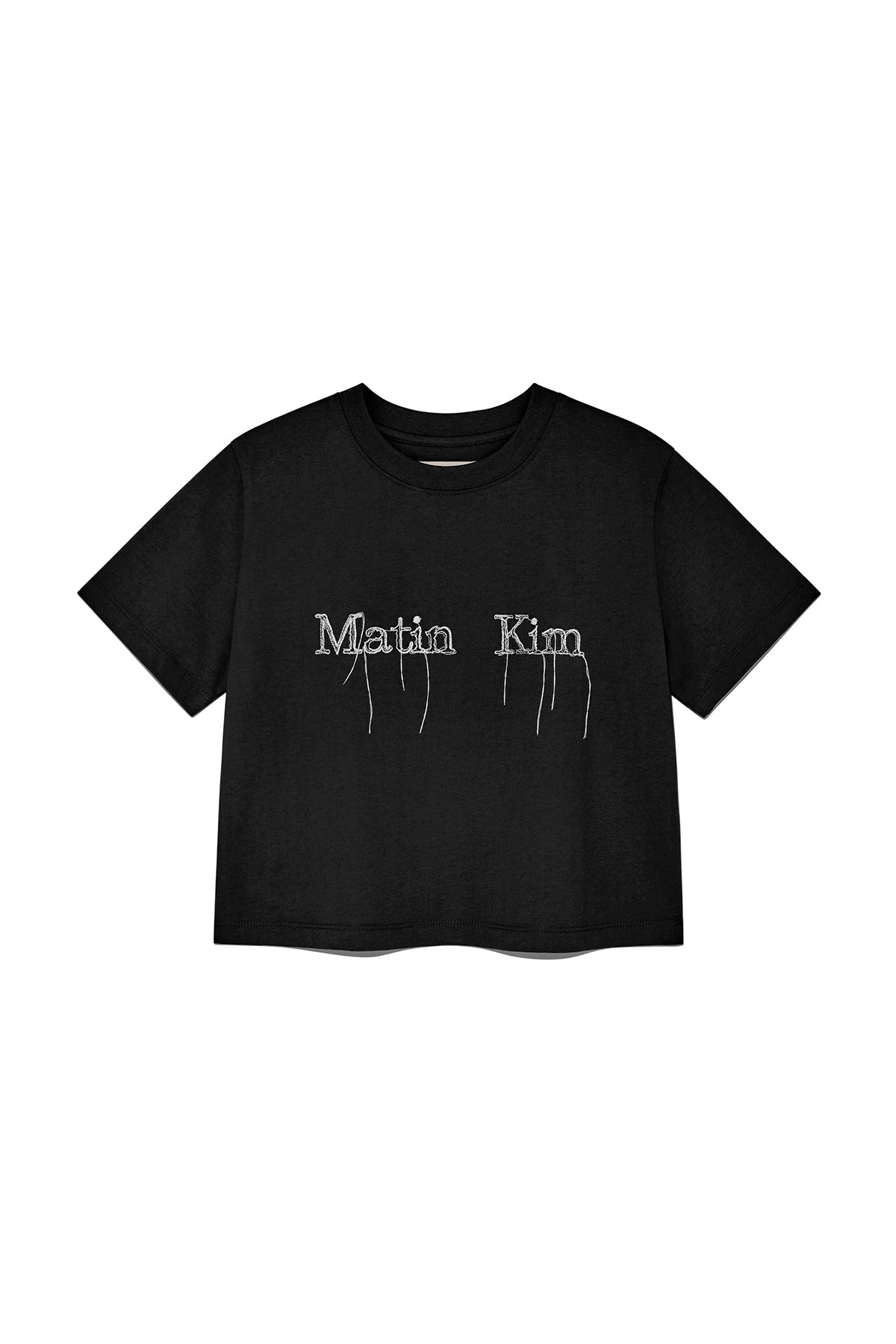 Matinkim Logo Thread Point Crop Top IN Black