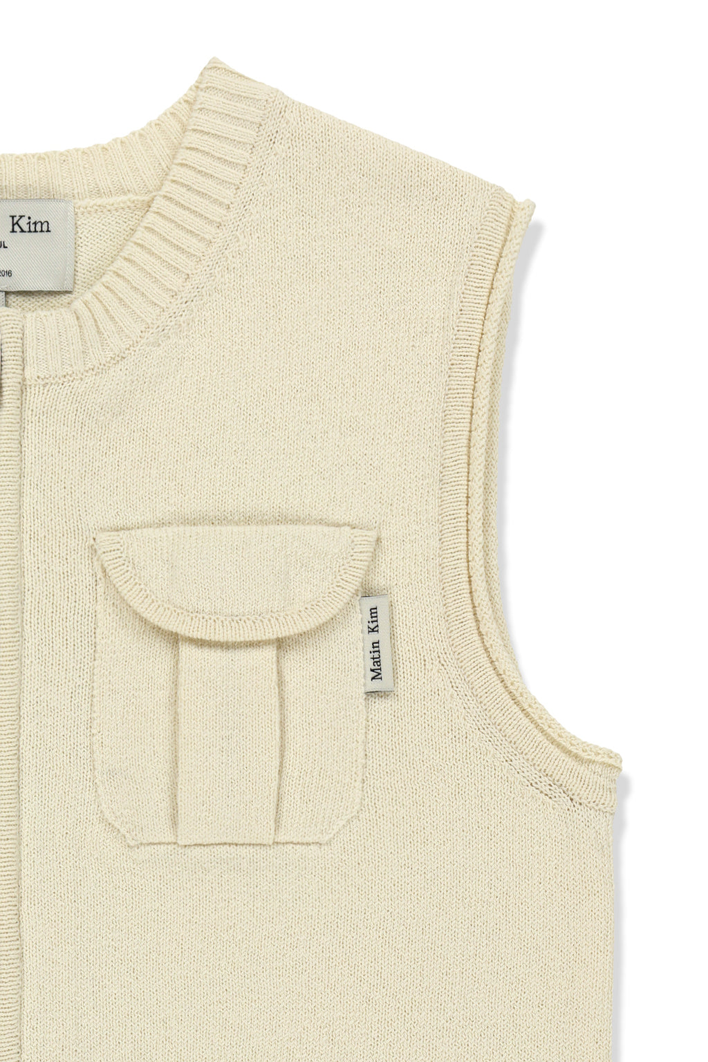 [matinkim] Pocket Washed Knit Vest IN Light Beige