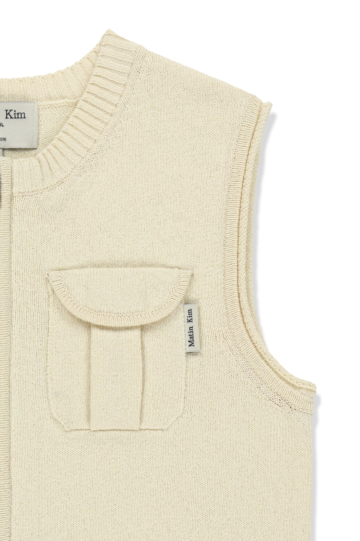 [matinkim] Pocket Washed Knit Vest IN Light Beige