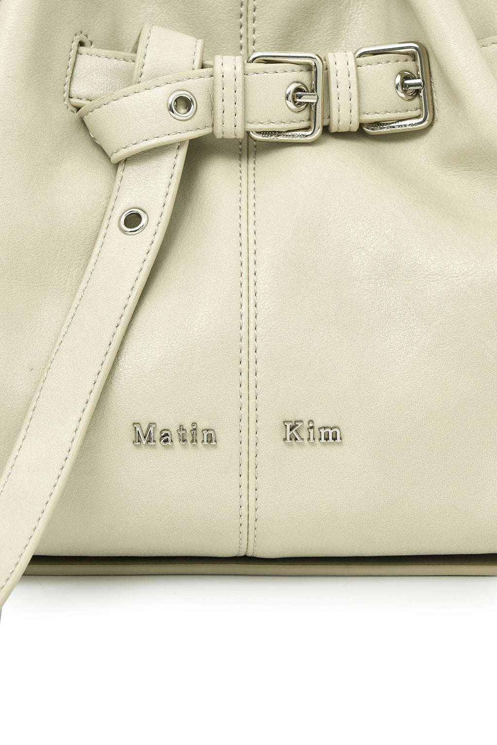 Matinkim Belted Volunn Small Bucket Bag IN Ivory