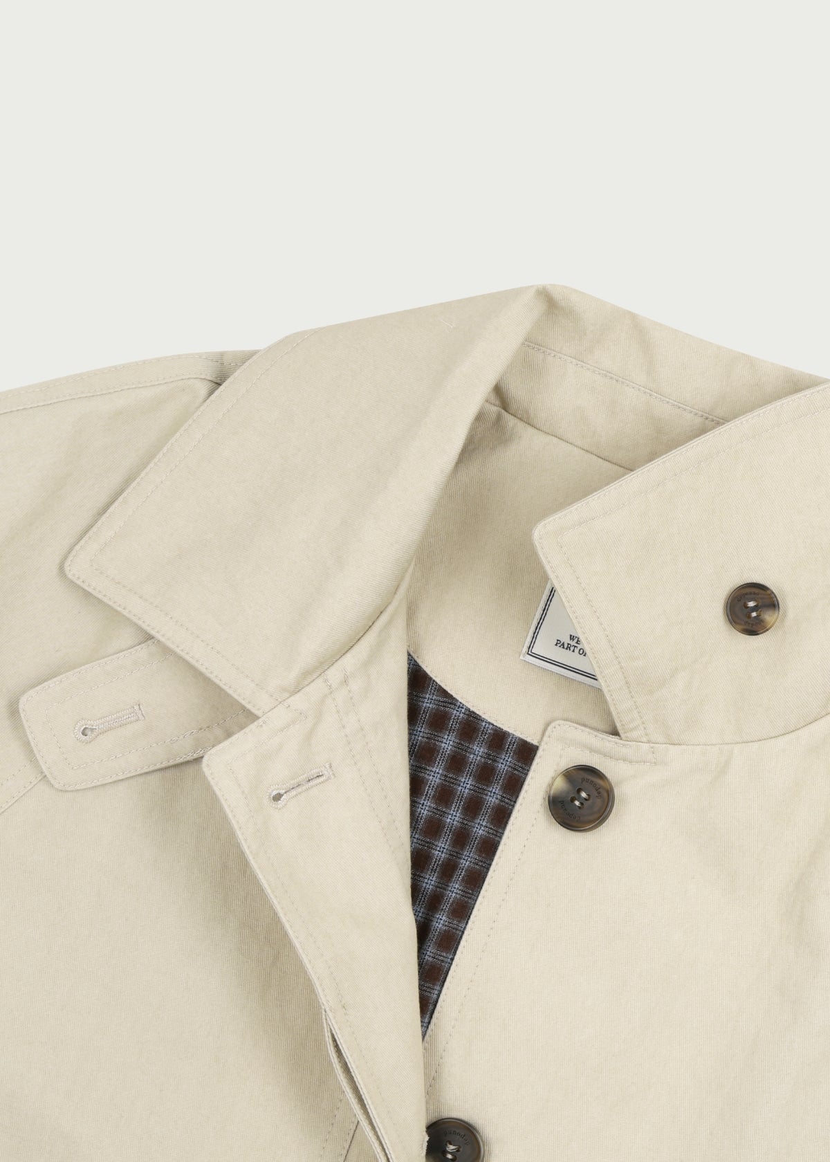 Depound check lining single trench coat - beige