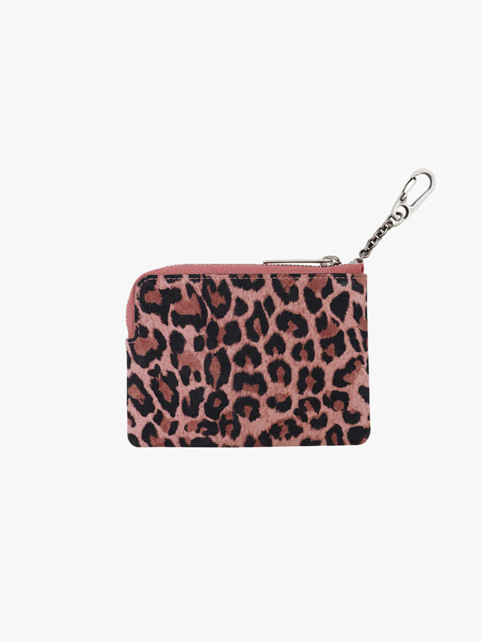 Margesherwood Heart Zipper Wallet Silver Logo pink leopard suede