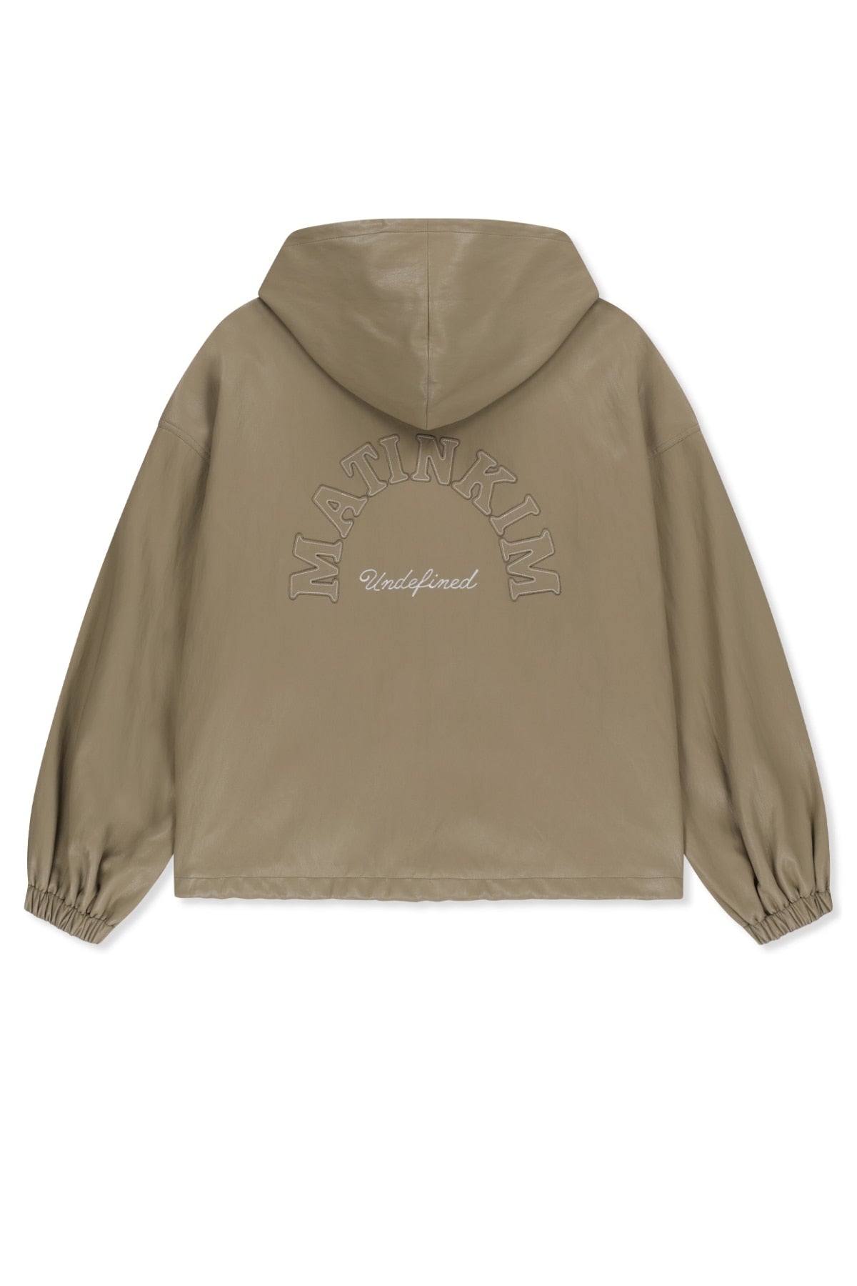 Matinkim Faux Leather Applique Logo Hoody Jumper IN Beige