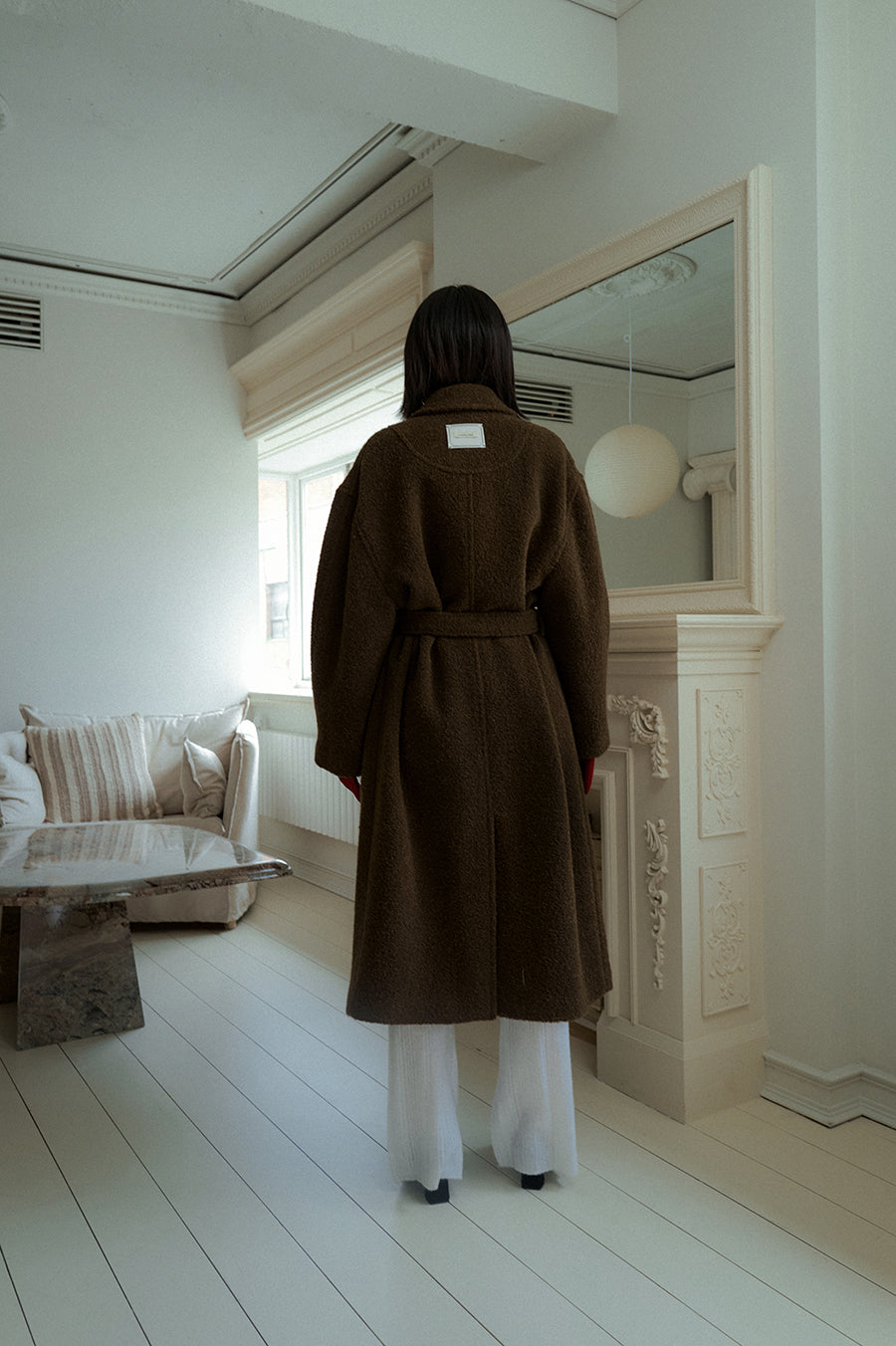 Overdueflair Alpaca Belted Double Coat Brown