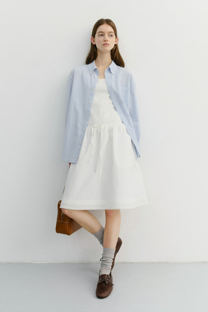 Dunst Laced Midi Full Skirt White