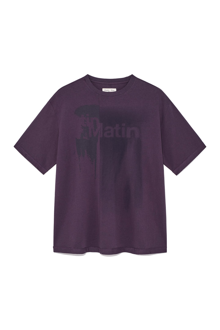 Matinkim Unbalance Printing Top For Men IN Purple