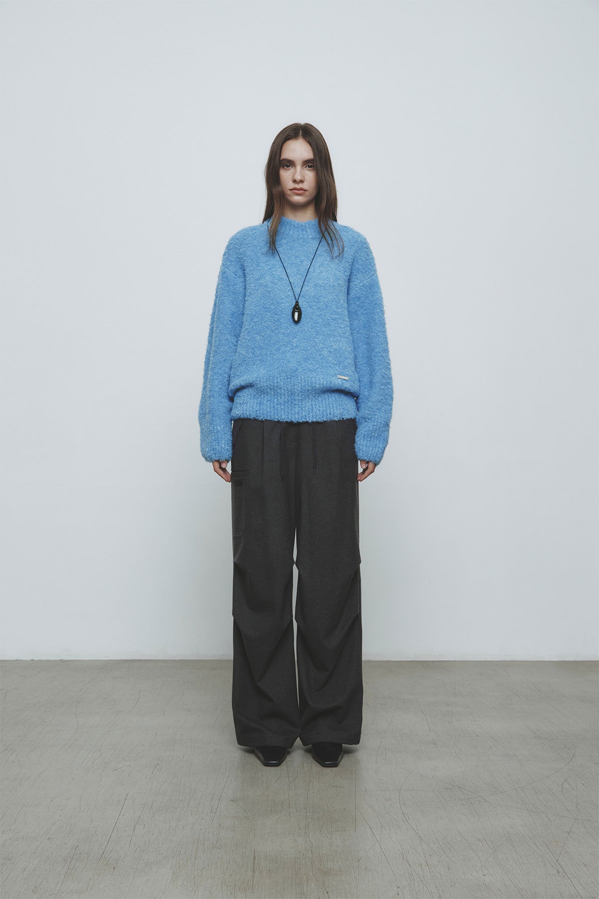 Matinkim Wool Blended Parachute Pants IN Charcoal
