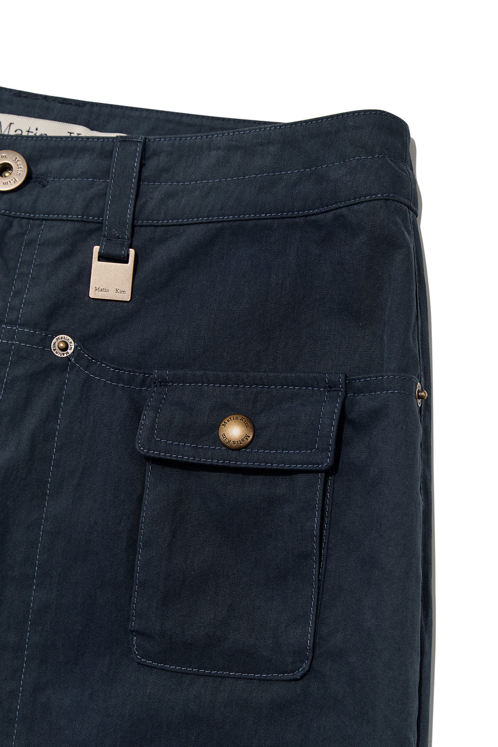 [matinkim] SNAP POCKET POINT FATIGUE PANTS IN NAVY