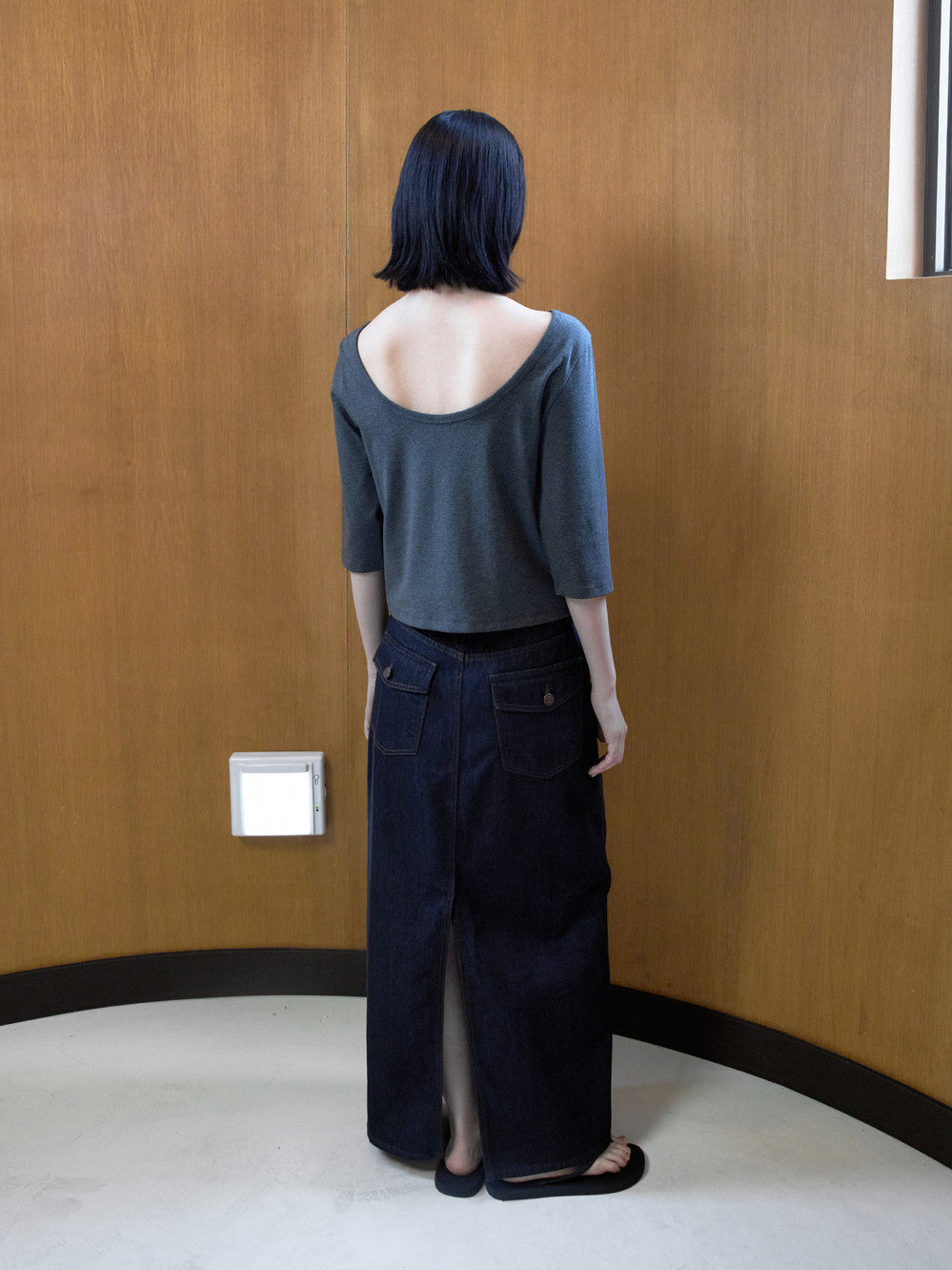Low Classic Nonfade Denim Pocket Maxi Skirt Indigo