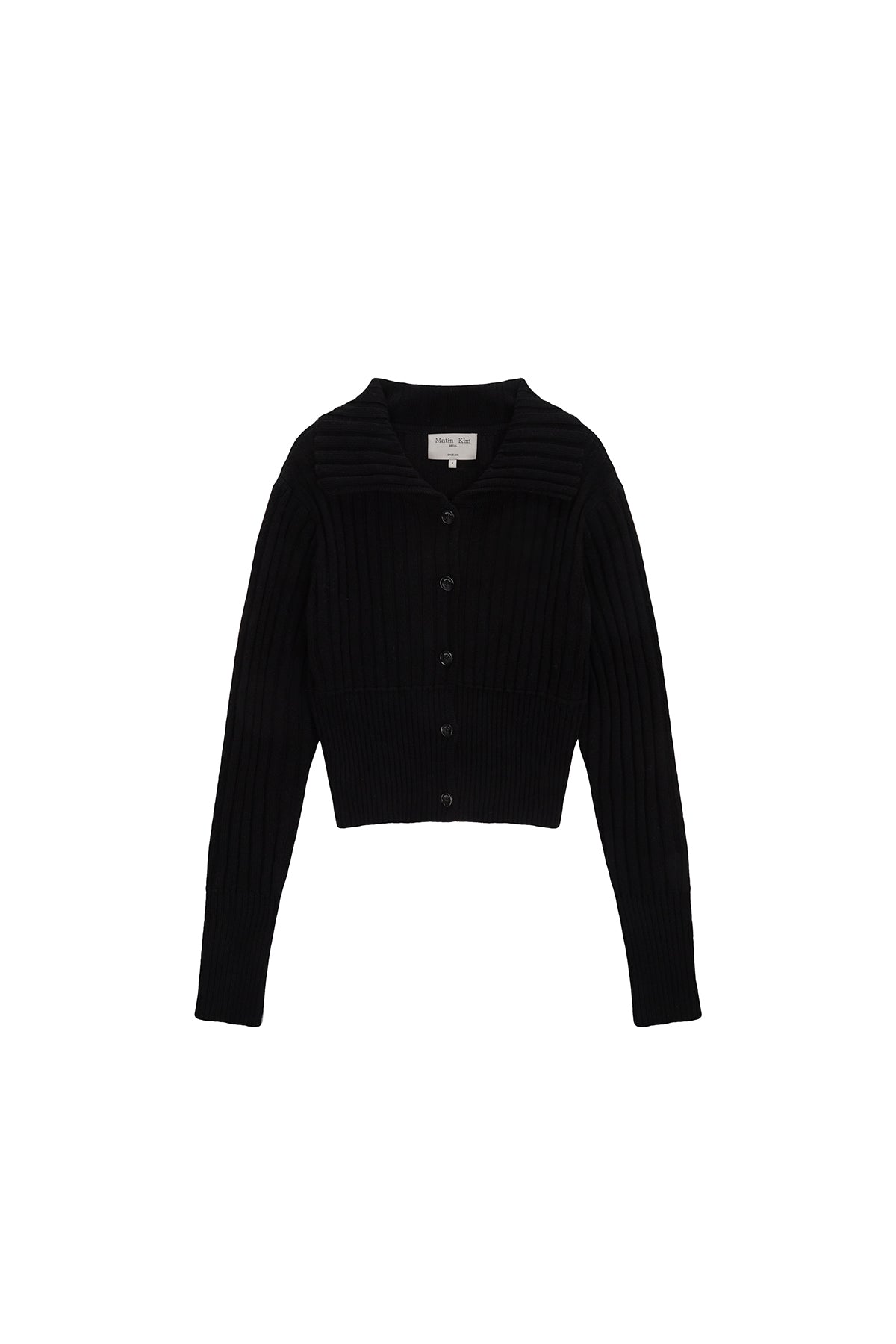 Matinkim Semi Crop Knit Button Cardigan IN Black