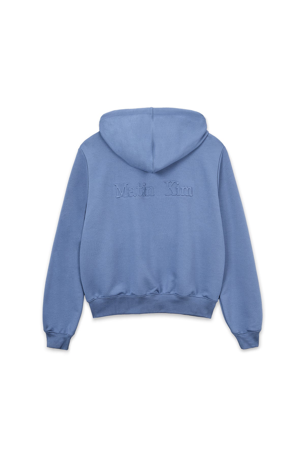 [matinkim] BACK LOGO GLITTER HOODY ZIP UP FOR WOMEN IN BLUE