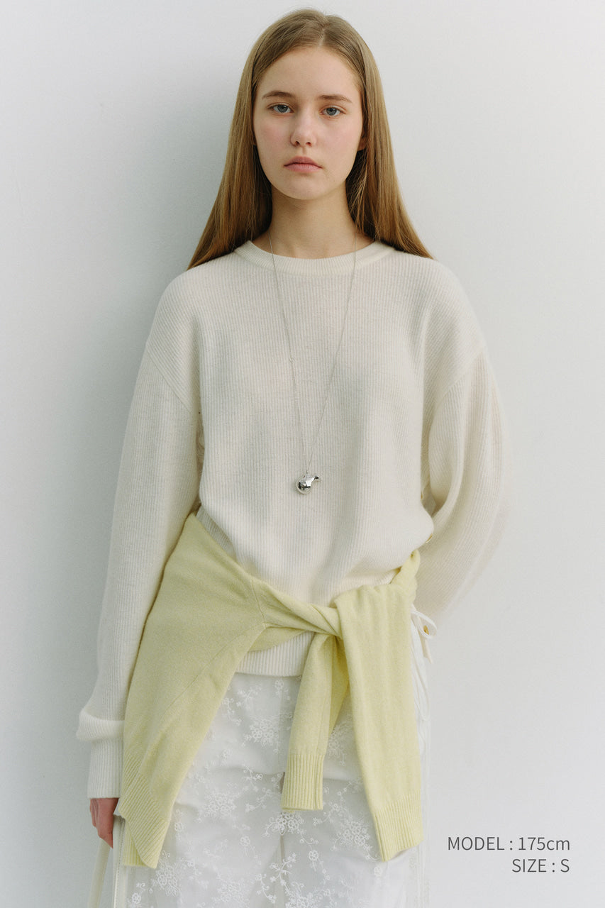 Dunst Unisex Buttoned Crewneck Sweater Ivory