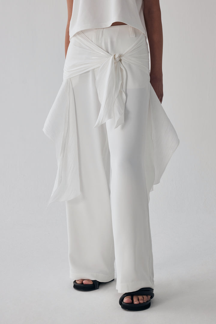 Treemingbird Scarf Wrapped Pants White