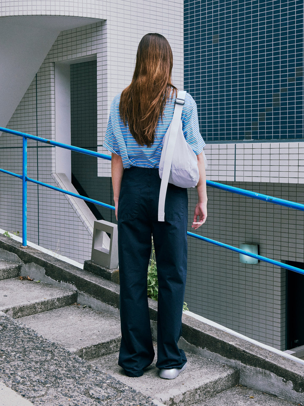 Low Classic Washed Cotton Relaxed Pants Black Navy