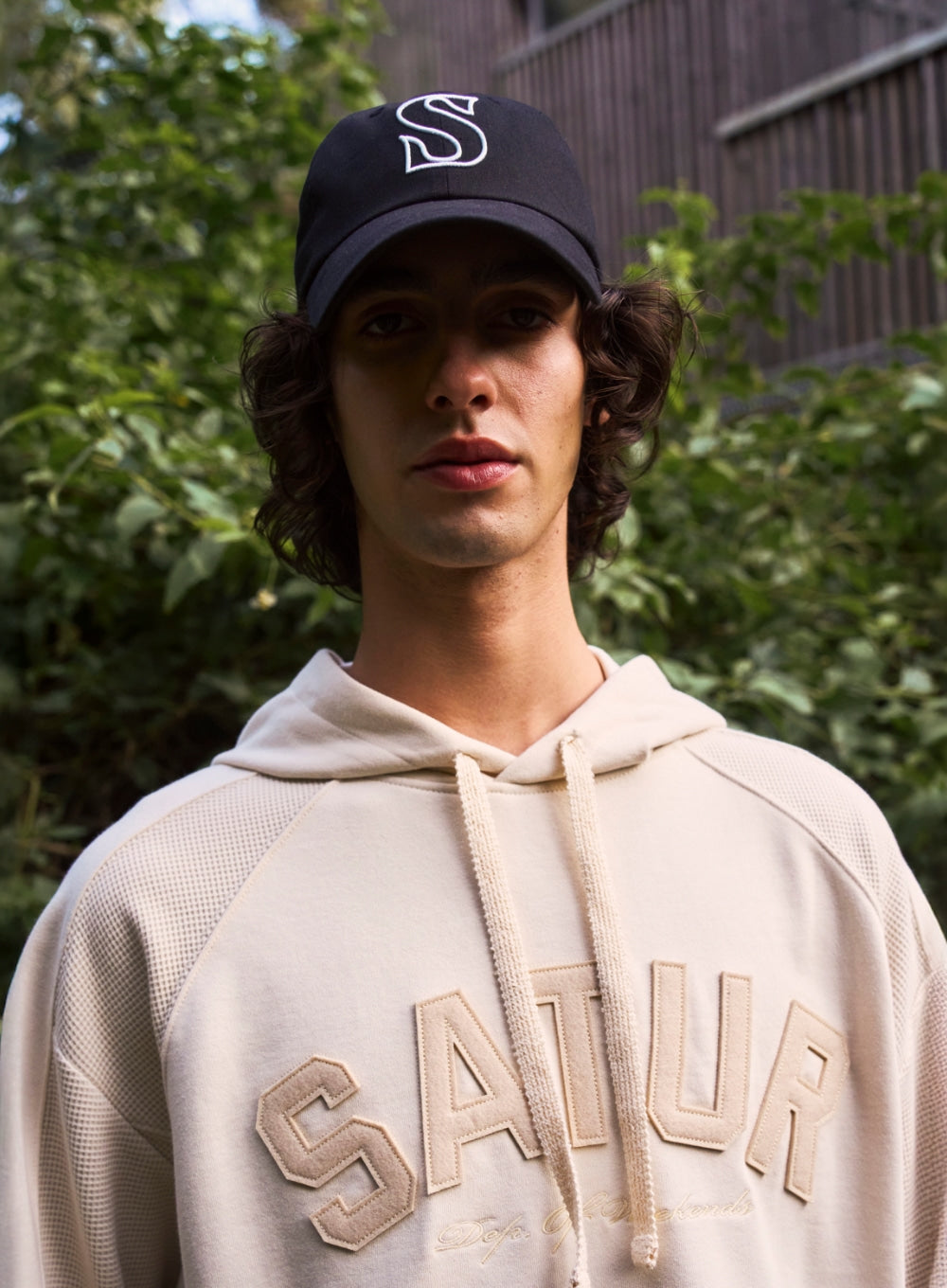 [satur] S Logo Vintage Casual Ball Cap - Black