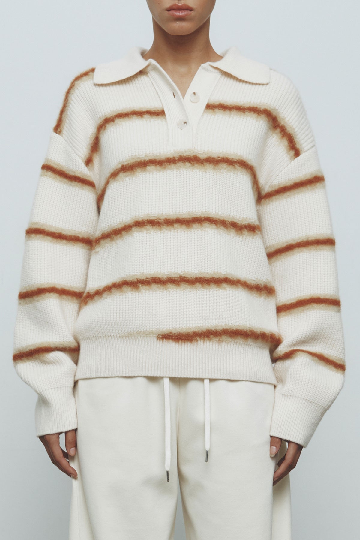 Matinkim Hairy Stripe Pique Knit Top IN Ivory