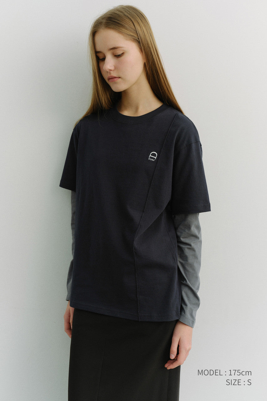 Dunst Unisex Logo Crease T-Shirt French Navy