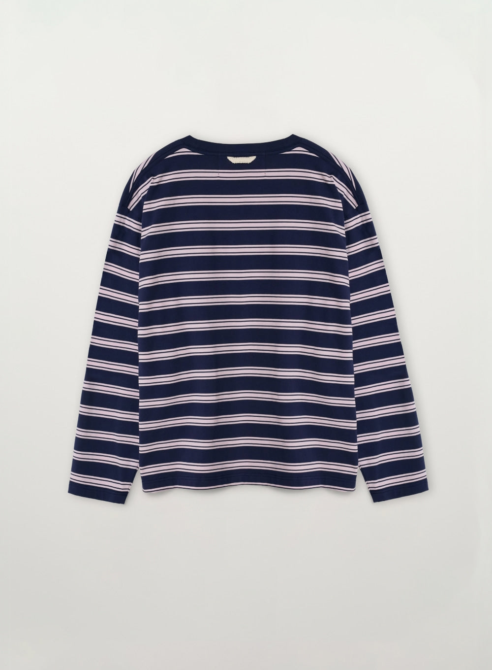 [satur] Font Embroidery Stripe Long Sleeve - Pink