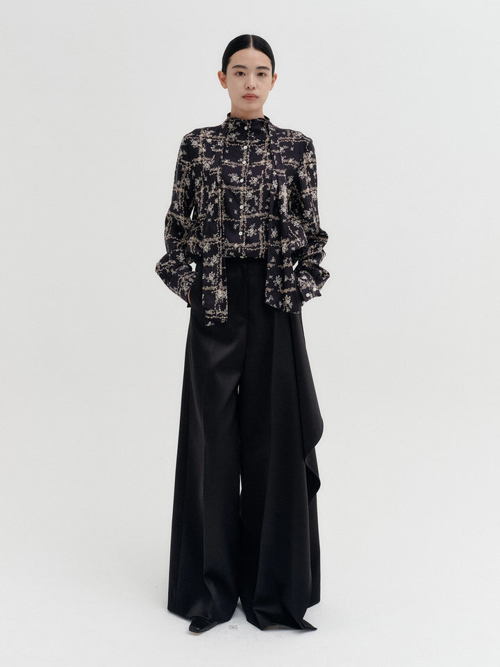 EENK Front Drape Layered Pants - Black