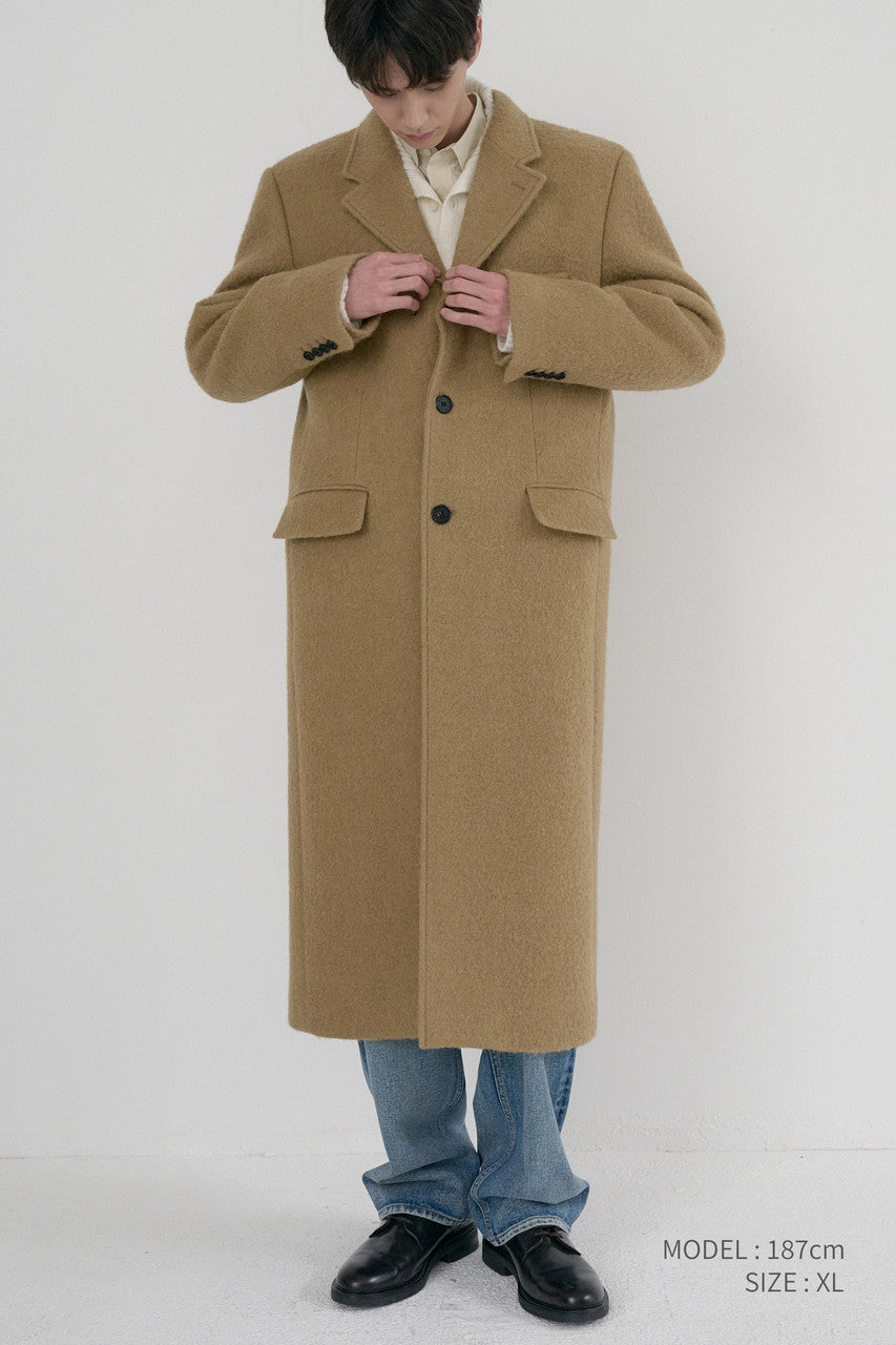 Dunst Unisex 2-Way 3 Button Boucle Wool Coat Camel