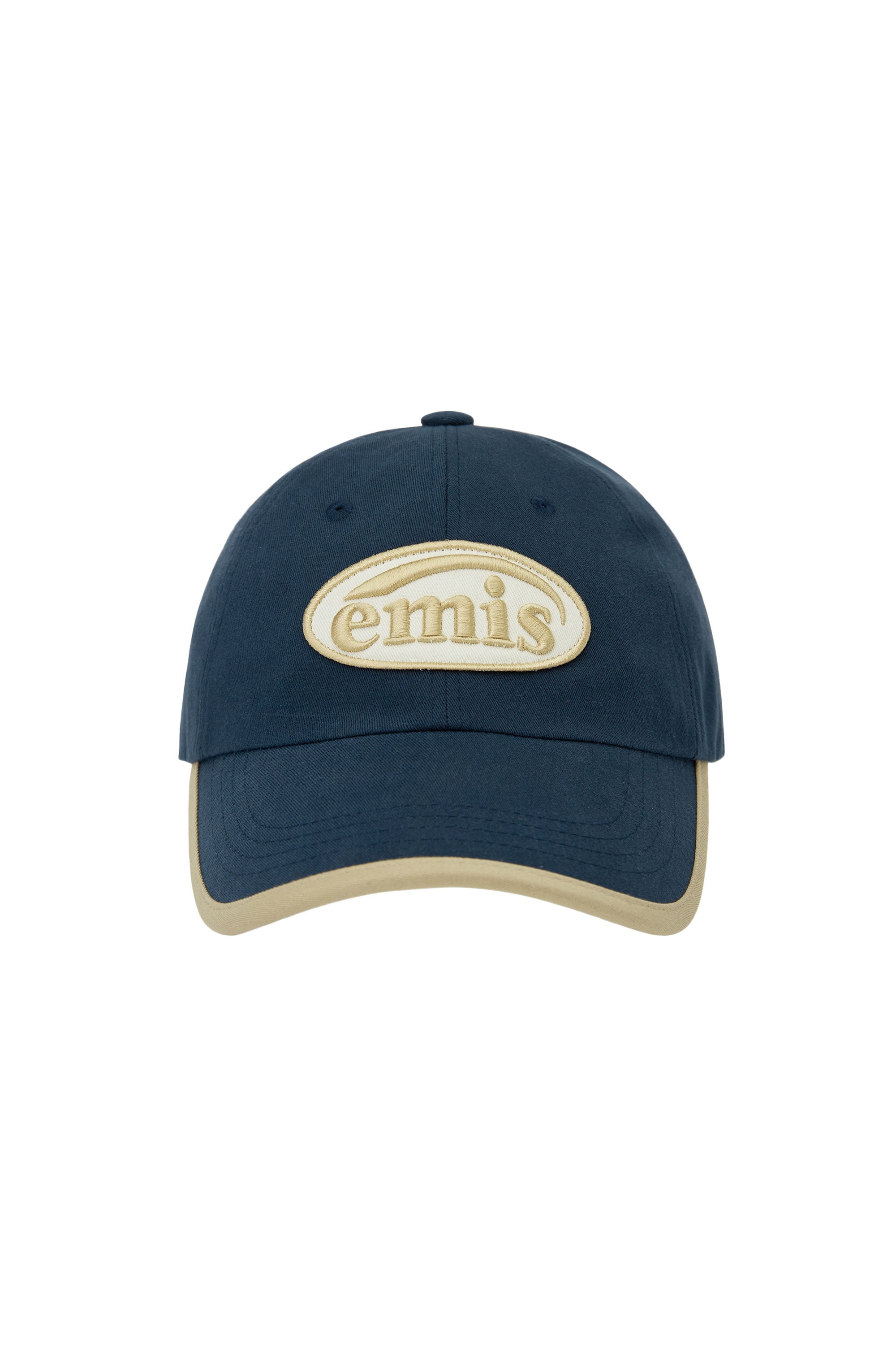 BEIGE TRIMMING BALL CAP-NAVY