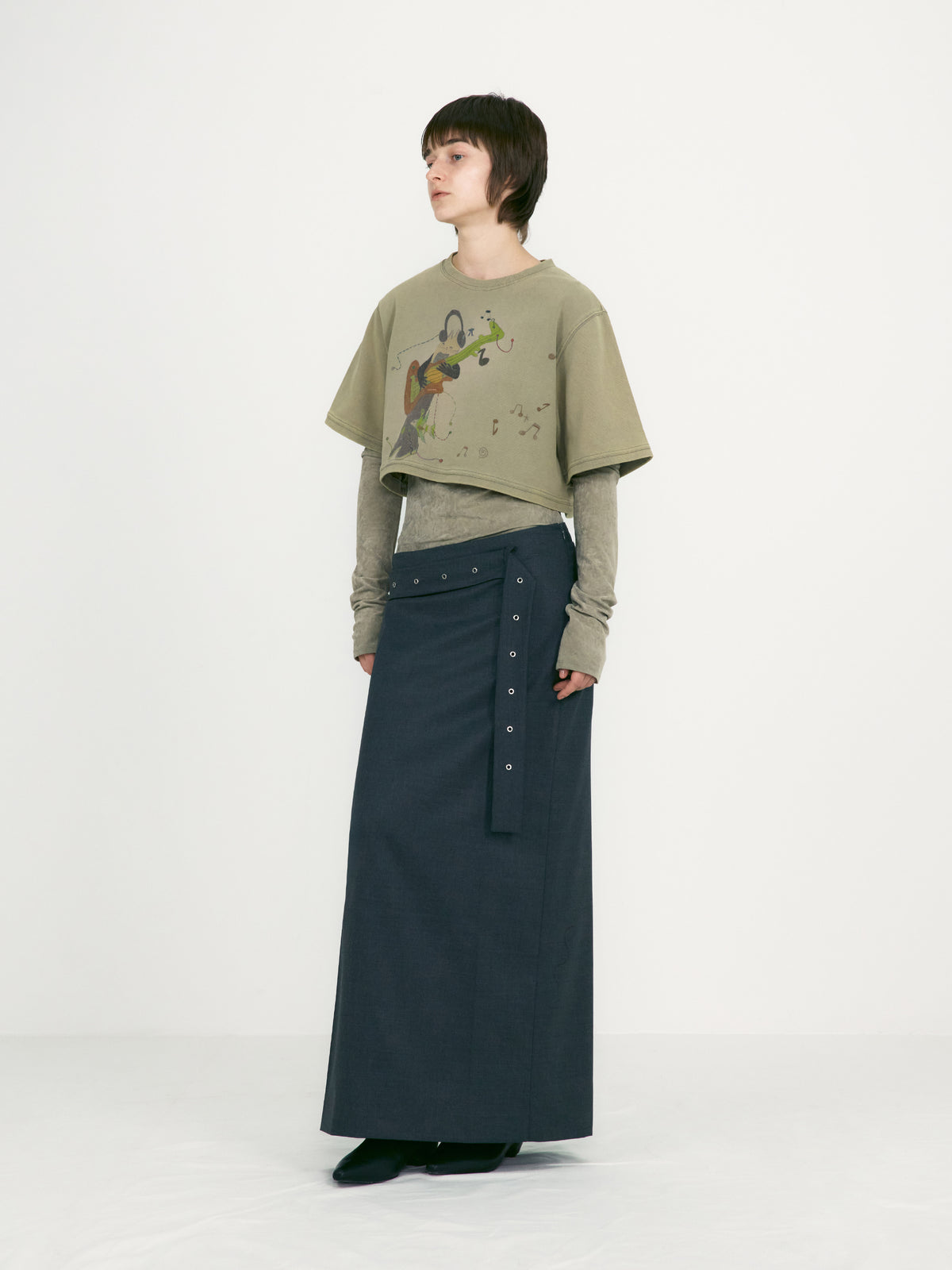 Low Classic Belted Maxi Skirts Charcoal