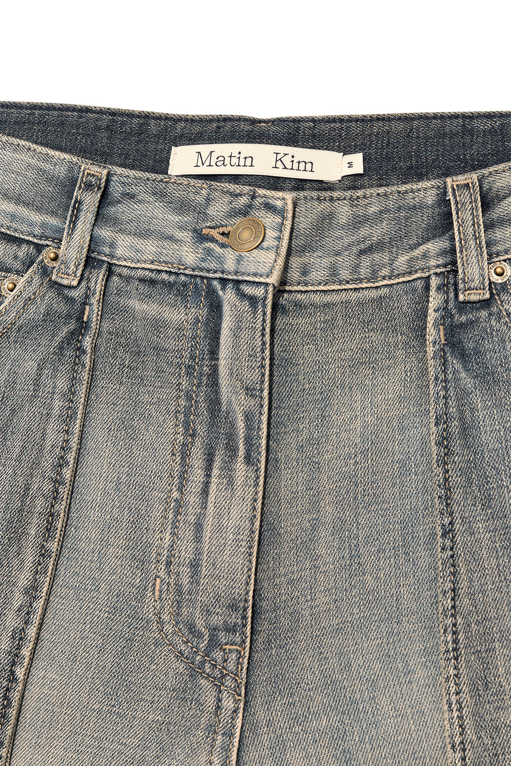 Matinkim Out Pocket Washed Denim Pants IN Smoke Blue