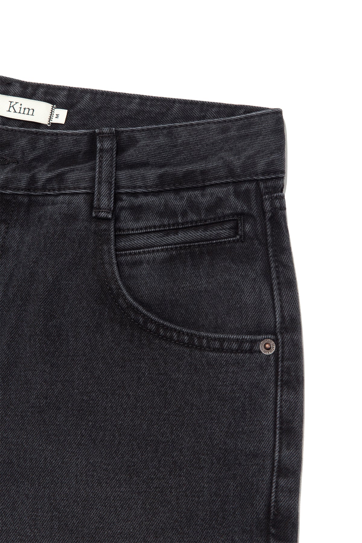 [matinkim] POCKET WASHED POINT DENIM PANTS IN BLACK