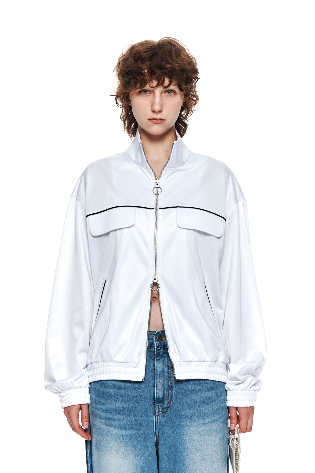 Matinkim Back Logo Point Track Jumper IN White