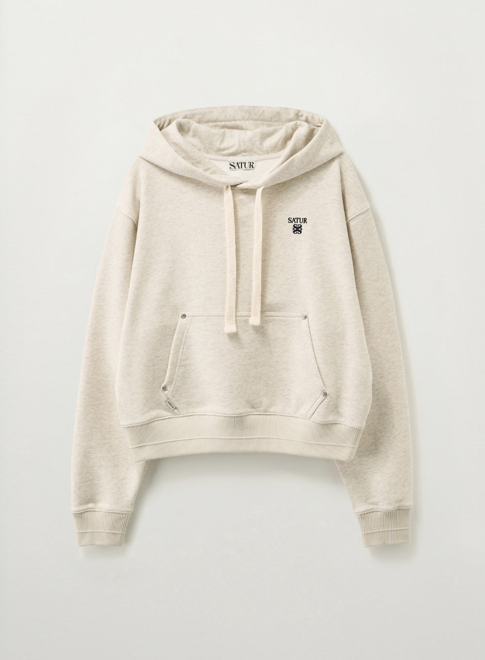 [satur] (W) Loren Small Logo Rivet Hoodie - Oatmeal
