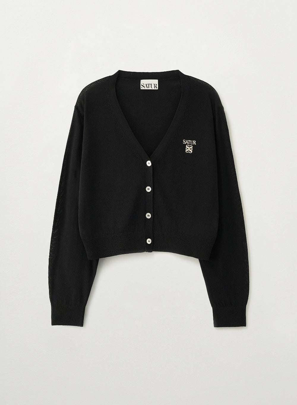 Satur Loren Linen Blend Cardigan - Black
