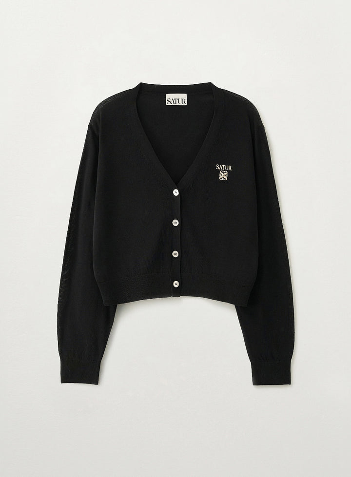 Satur Loren Linen Blend Cardigan - Black