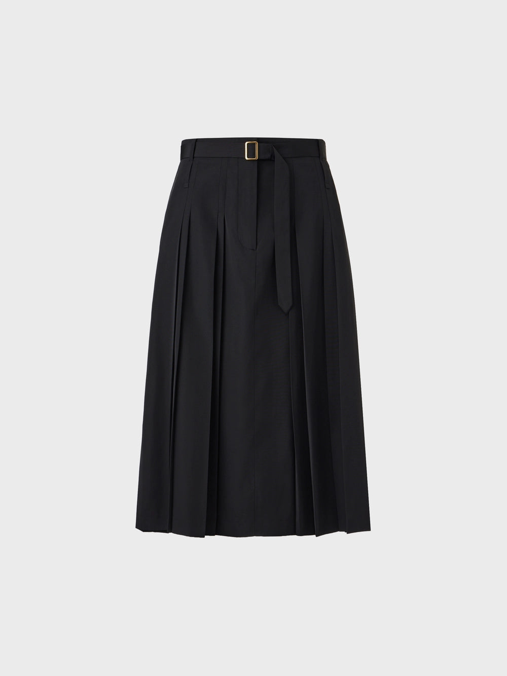 EENK Belted Pleated Midi Skirt - Black