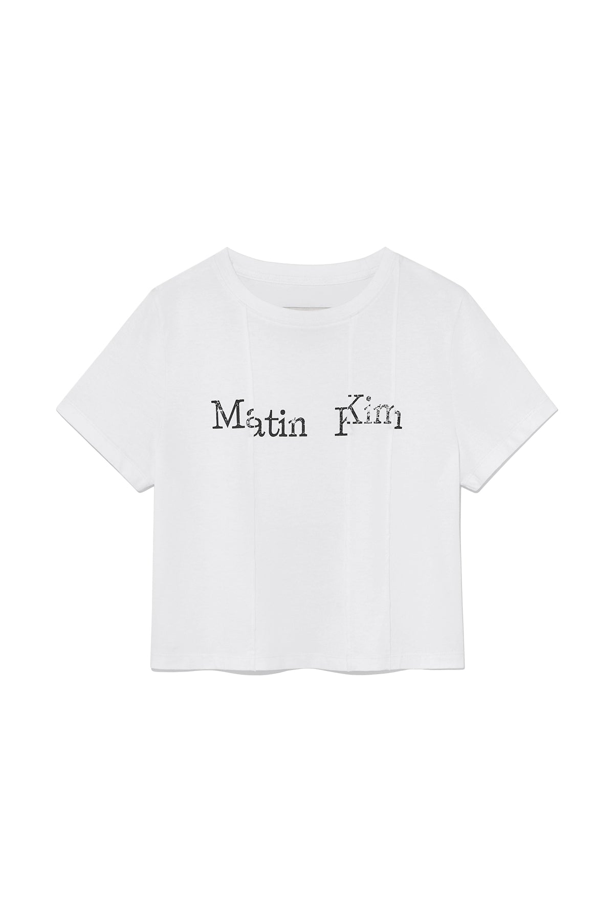 Matinkim Unbalance Logo Crop Top IN White