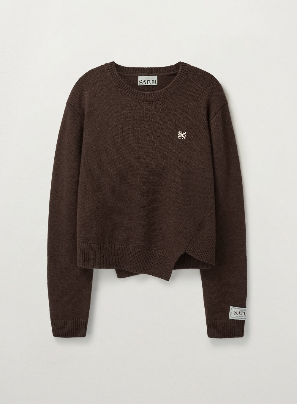 [satur] (W) Dublin Unbalanced Cashmere Blend Knit - Brick Brown