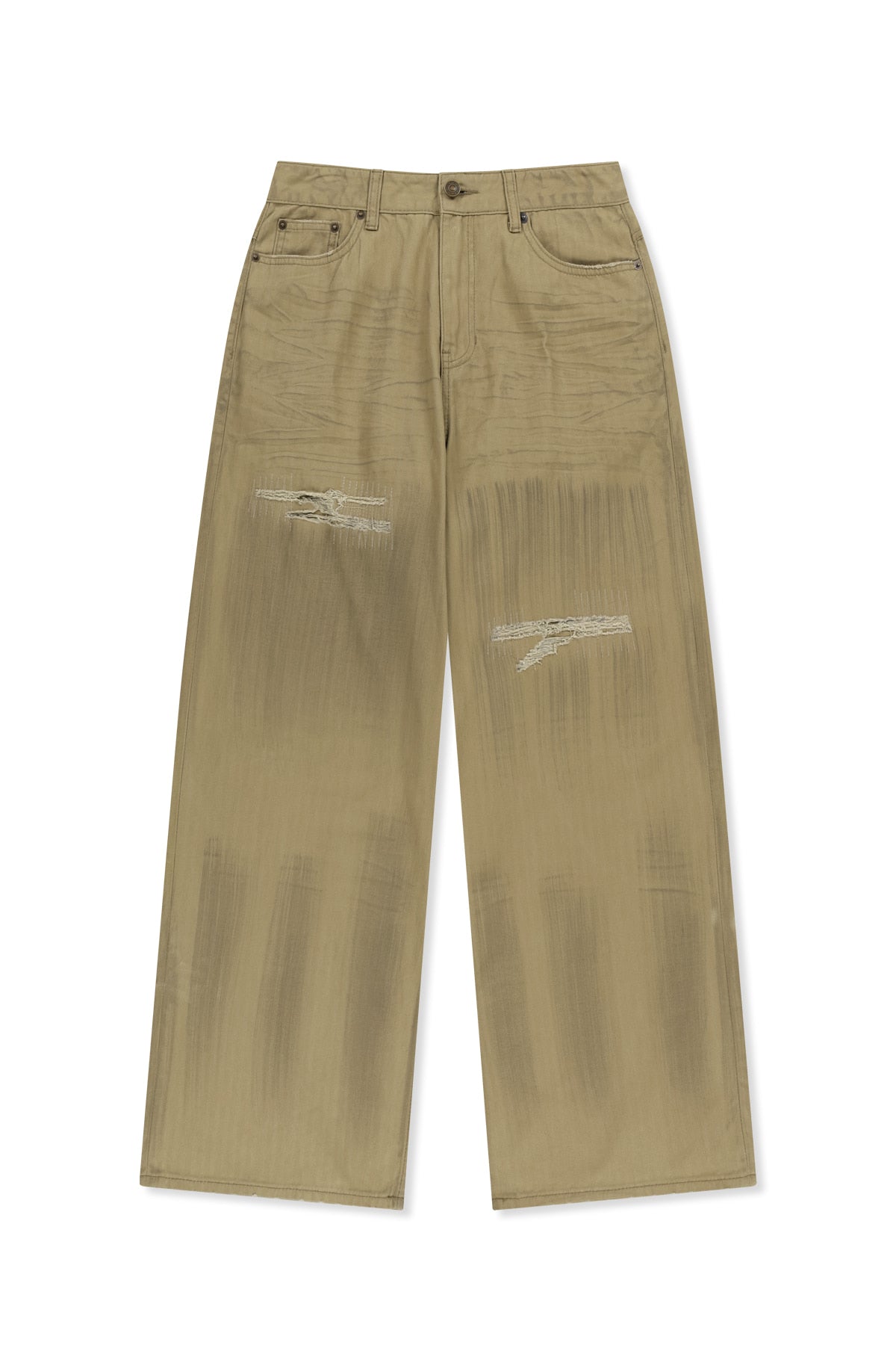 Matinkim Distressed Herringbone Wide Pants IN Beige