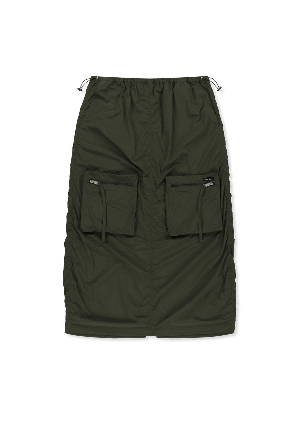 Matinkim Patch Pocket Shirring Nylon Skirt IN Khaki