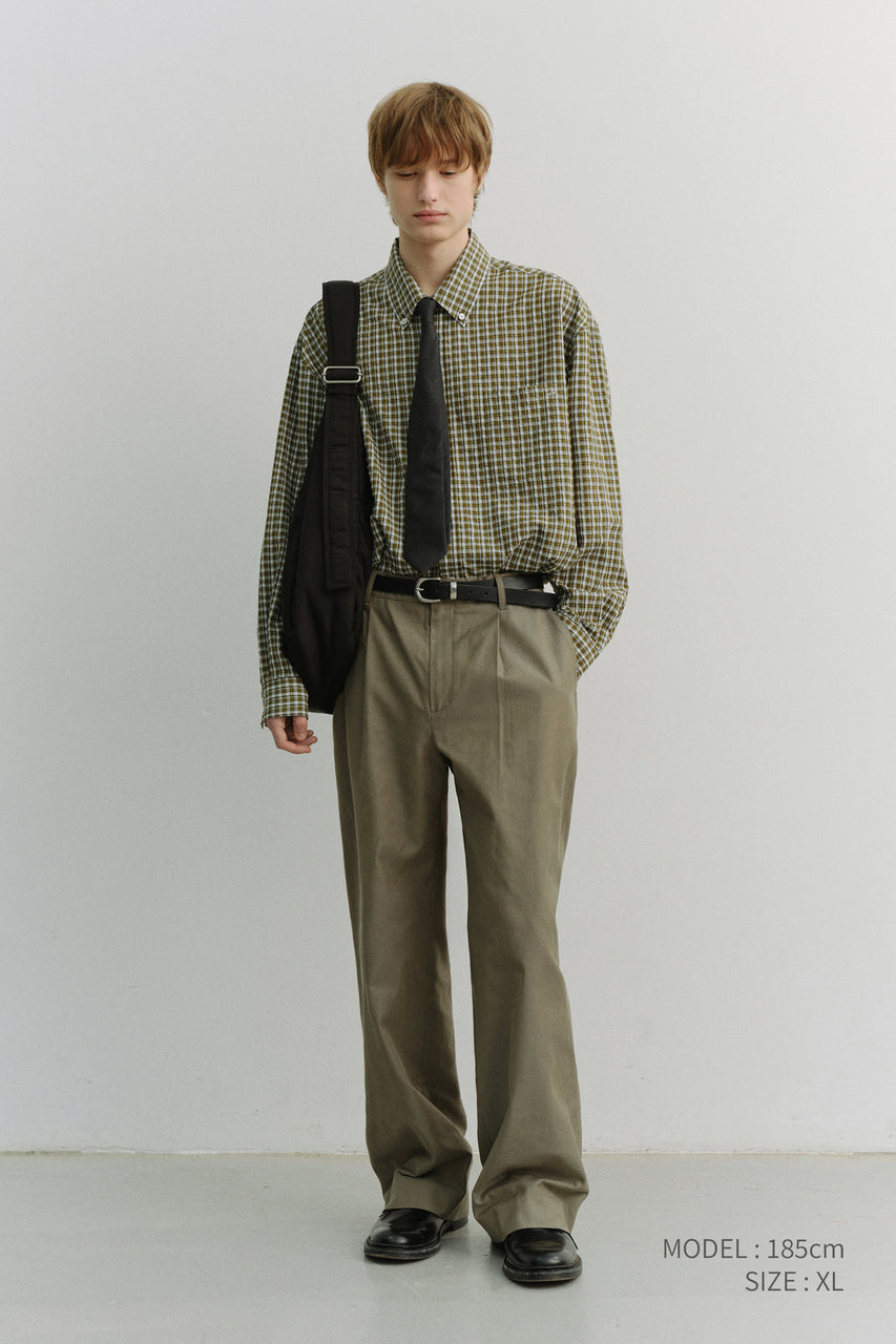 Dunst Unisex Oversized BD Checked Shirt Khaki Green Check