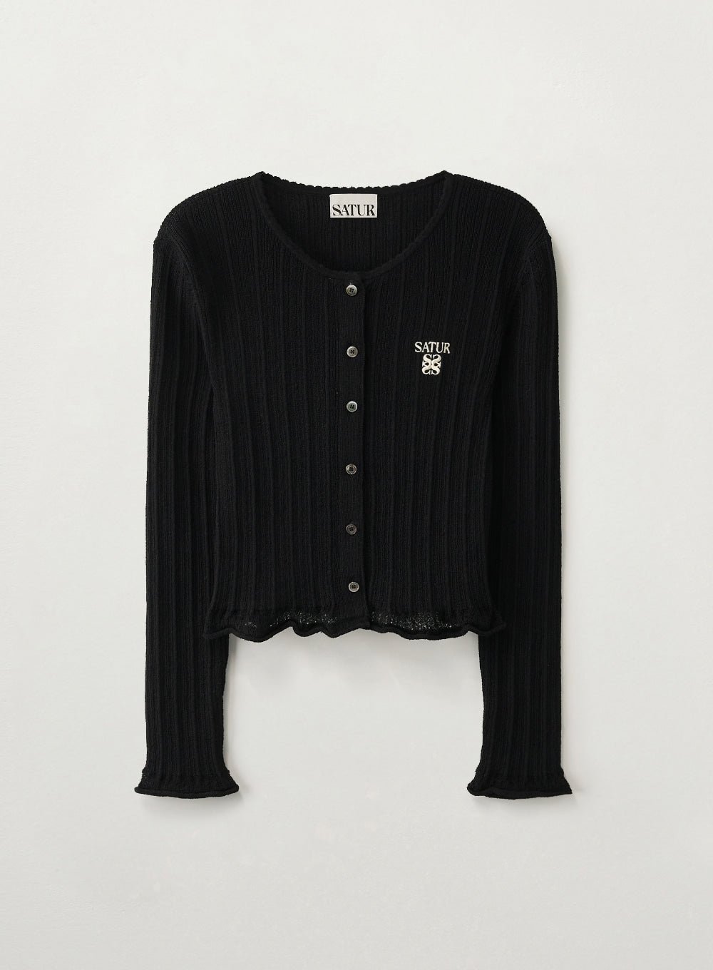 Satur (W) Sheer Long Sleeve Crop Cardigan - Black
