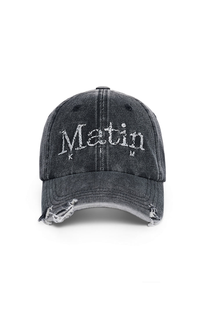 Matinkim Vintage Distressed Denim Ball Cap IN Black