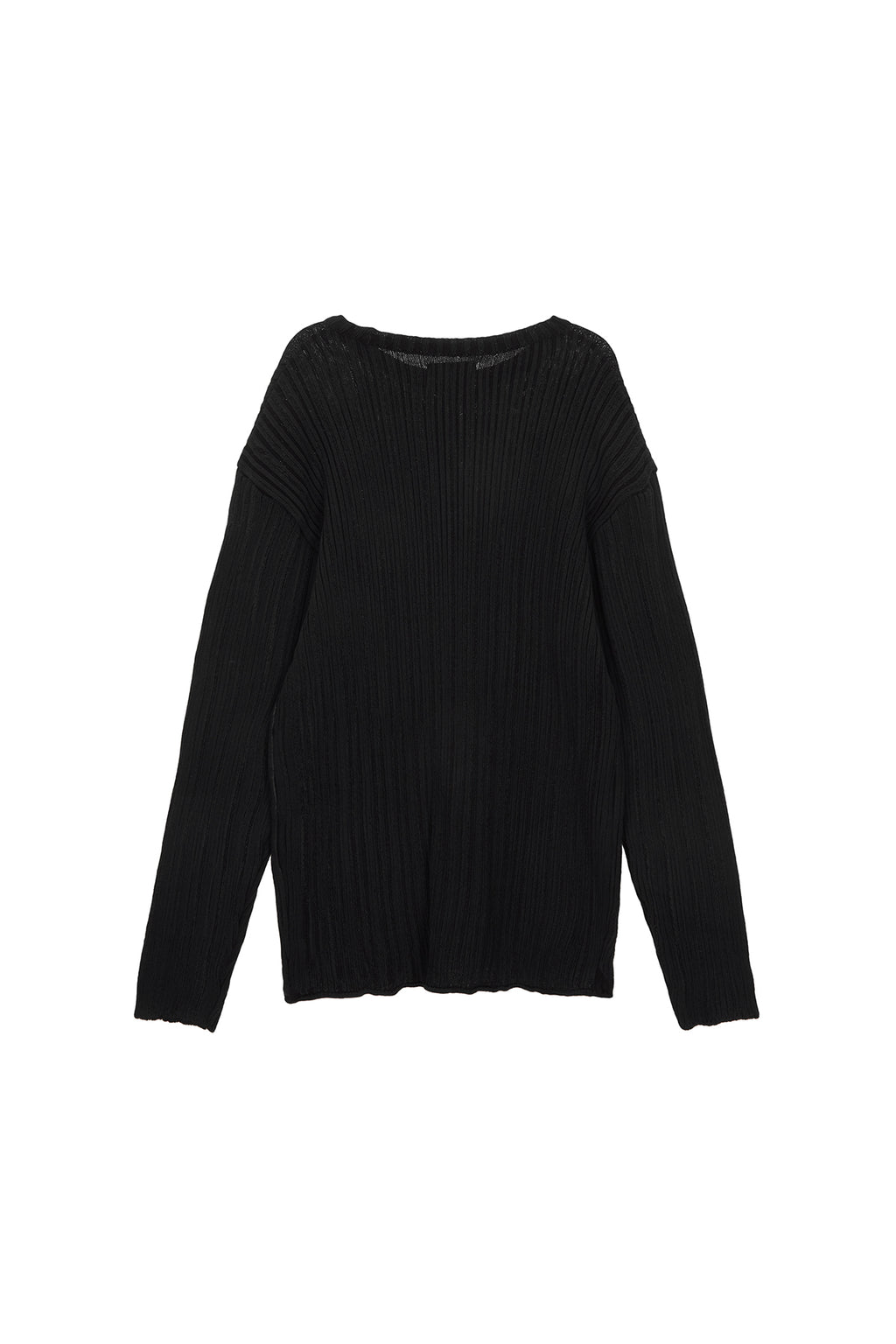 [matinkim] STRIPE PRINTED KNIT PULLOVER IN CHARCOAL