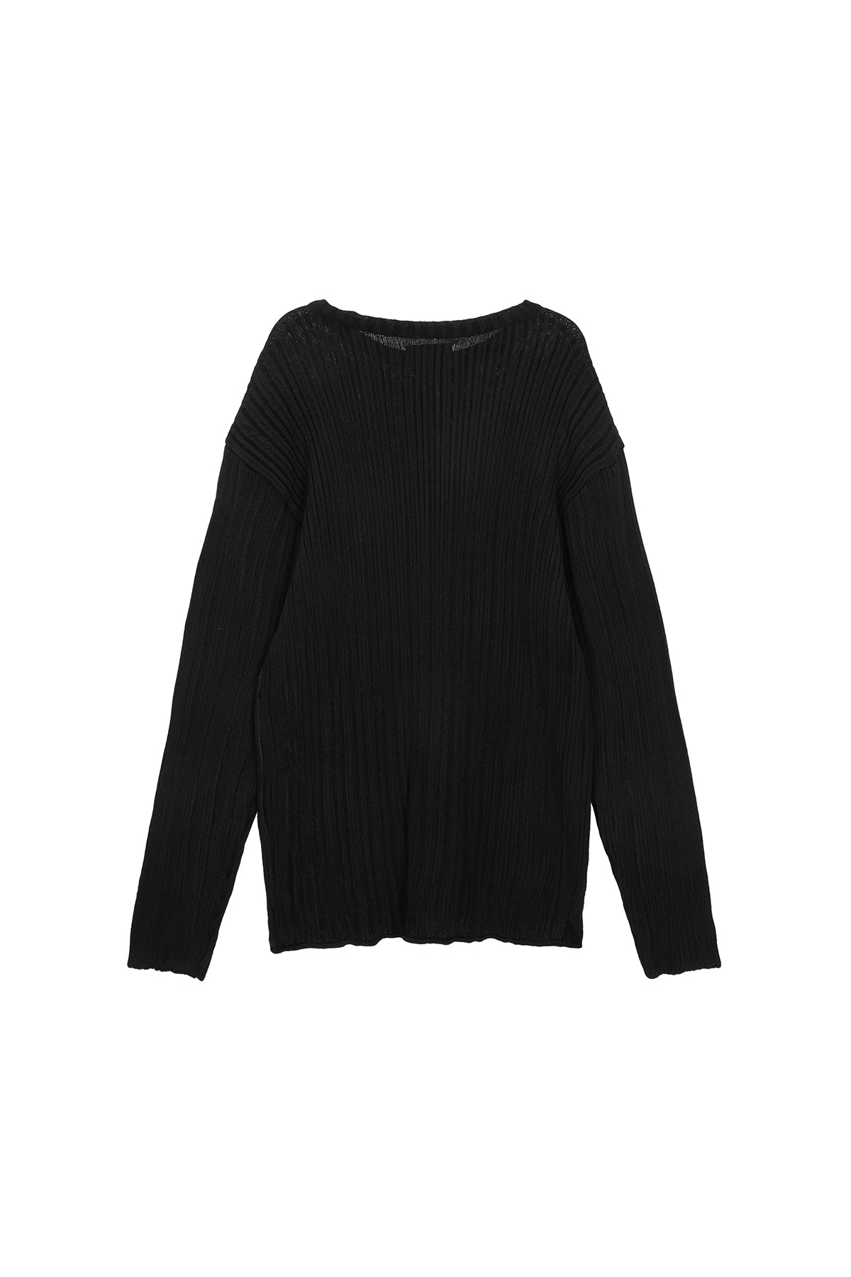 [matinkim] STRIPE PRINTED KNIT PULLOVER IN CHARCOAL