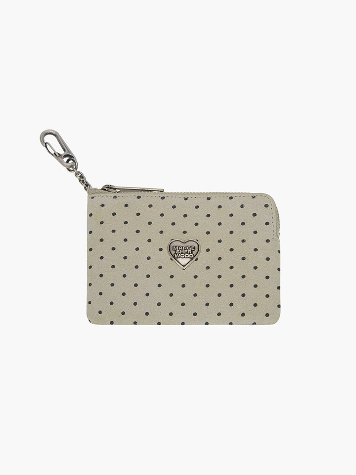 Margesherwood Heart Zipper Wallet Silver Logo blond wood printed suede