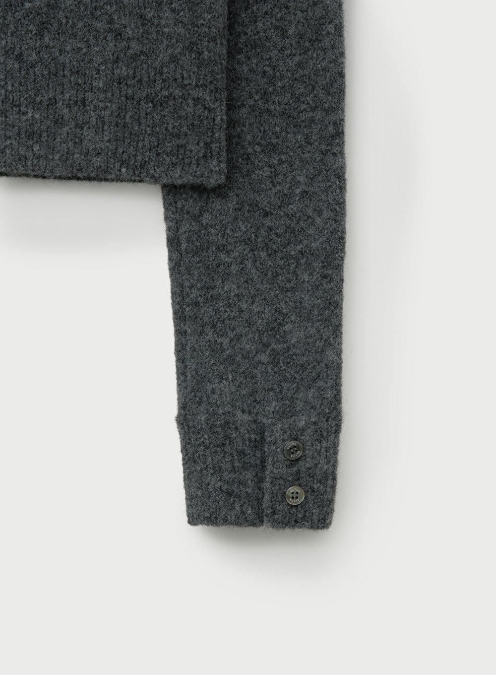 [satur] (W) Loren Wool Blend Crew Neck Knit Cardigan - Charcoal