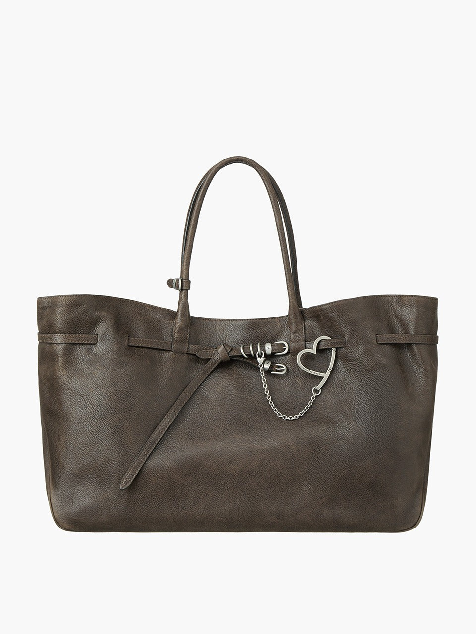 Margesherwood Grandma Used Bag XL washed brown embossed pull-up